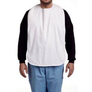 Terry Cloth Bib With Snaps White