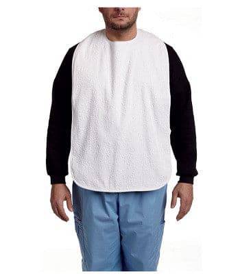 Terry Cloth Bib With Snaps White